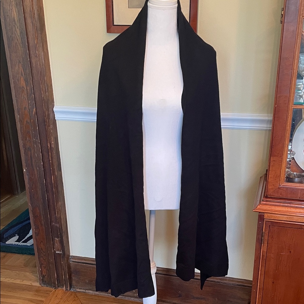 Puli Black Open-Front Long Draped Cape